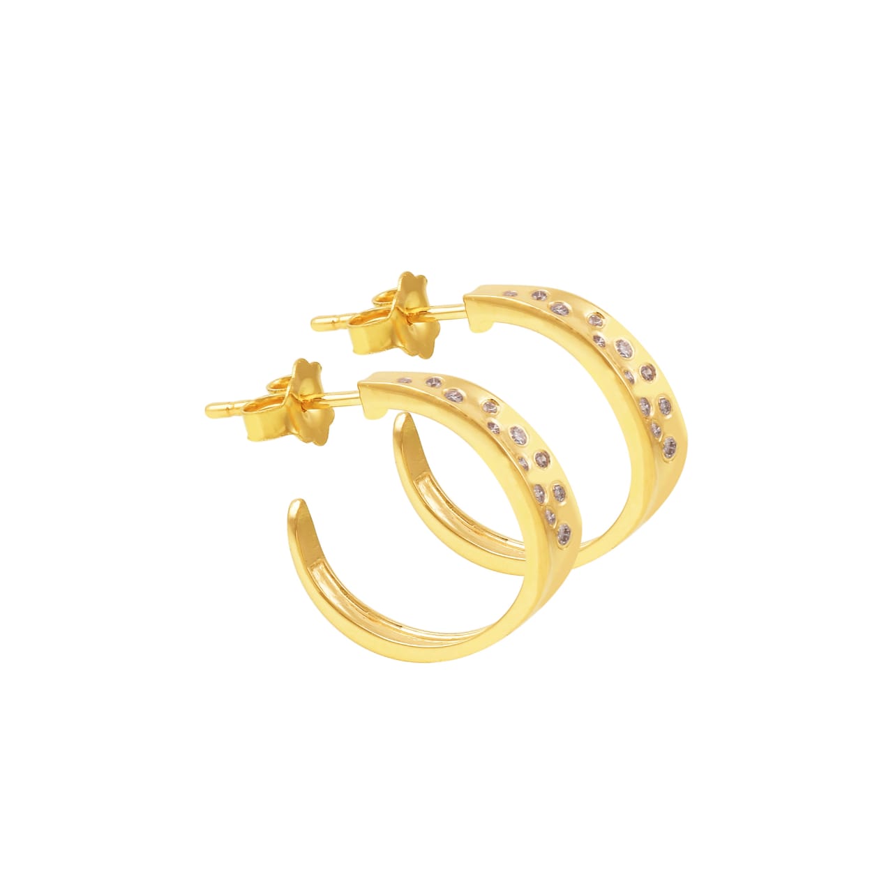 14k Gold Wavy Diamond Hoops