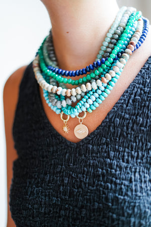 Hexagonal Bead Aquamarine Candy Necklace | 18k | 18.5 in | originaleve