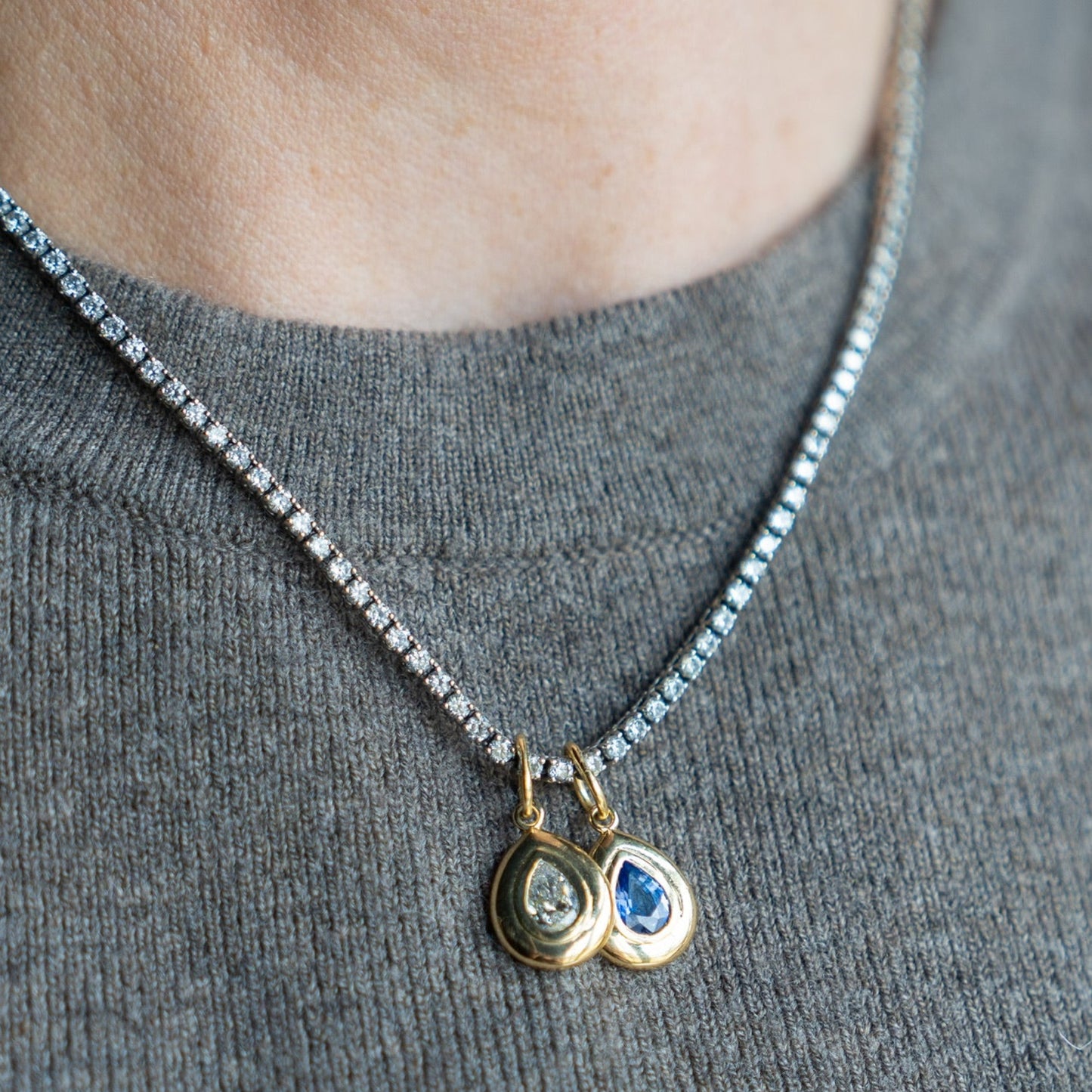 Puffy Teardrop Sapphire Pendant