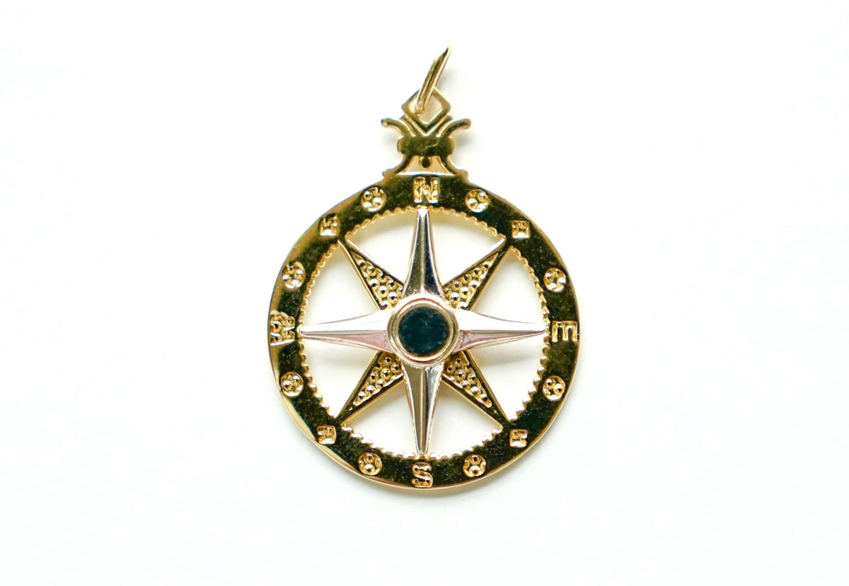Large Mixed Metal Compass Pendant
