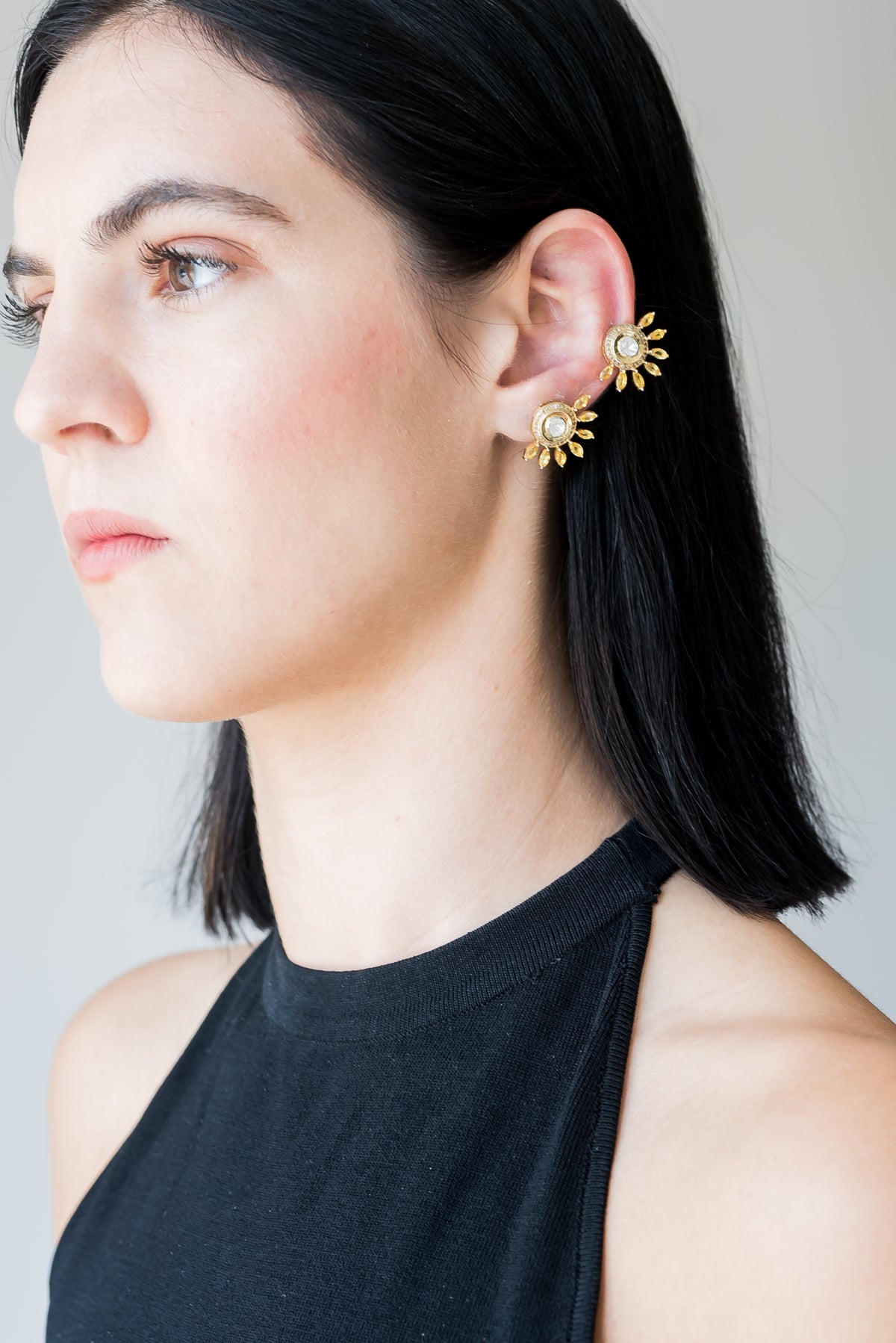 Eyelash Stud in Yellow Sapphire