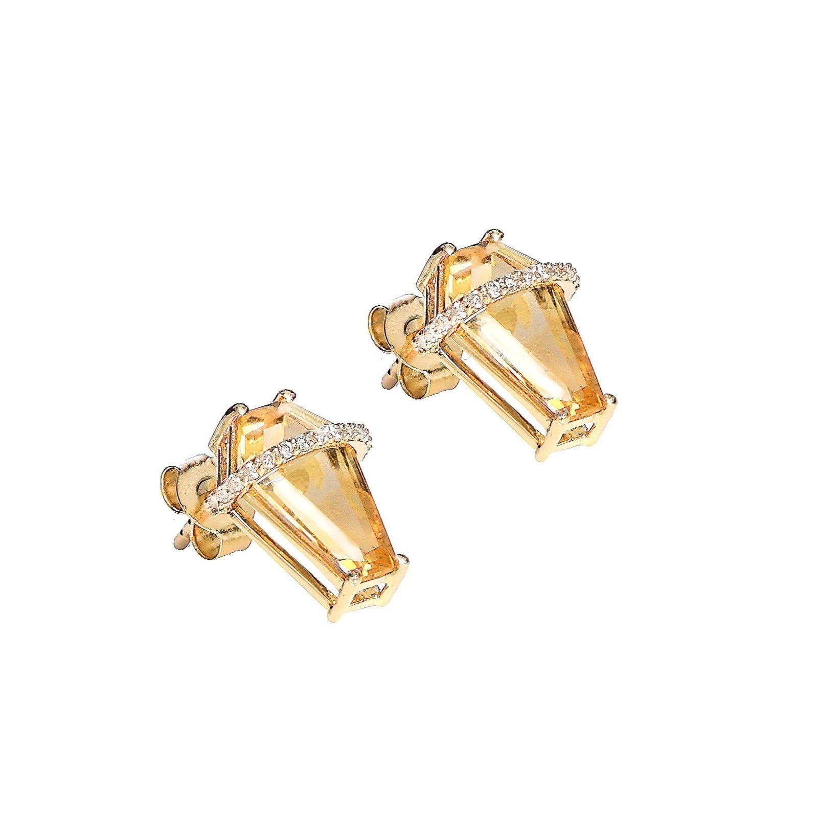 14k Gold & Citrine Coffin Earrings